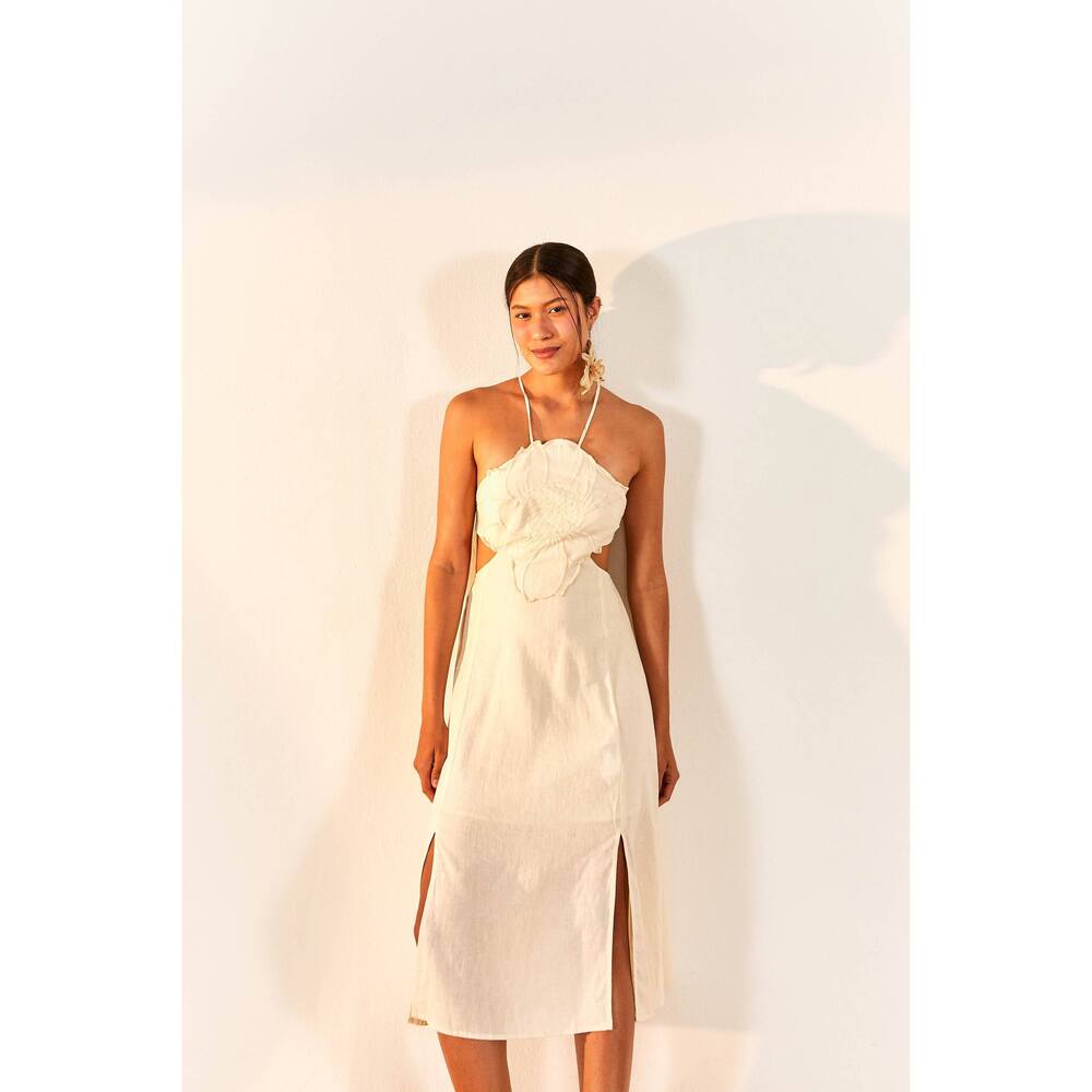 Farm Rio Flower Top Cut Out Midi Dress